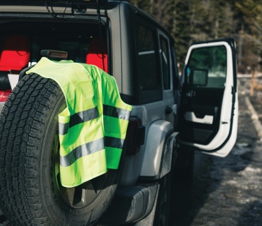 Logo trade meene pilt: GRS taaskasutatud PET hästi nähtav turvavest