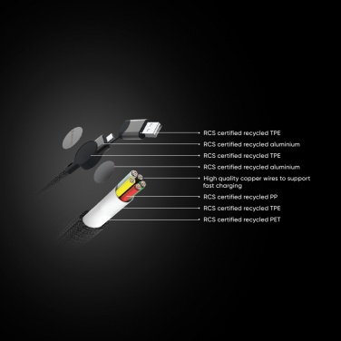 Logotrade ärikingitused pilt: Oakland RCS taaskasutatud plastist 6-ühes kiirlaadimiskaabel 45 W