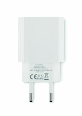 Logo trade firmakingitused foto: 20W 2-pordiline USB-laadija EU pistik