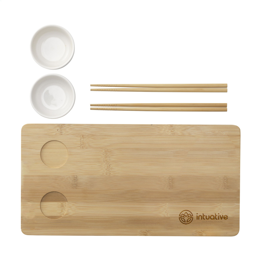 Logo trade reklaamtoote pilt: Temaki Bamboo Sushi Tray kinkekomplekt