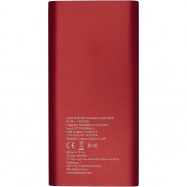 Logo trade mainoslahja ja liikelahja tuotekuva: Juice 8000 mAh:n langaton varavirtalähde