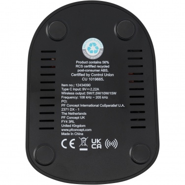 Logo trade liikelahja mainoslahja tuotekuva: Loop 15 W:n langaton kaksisuuntainen latausteline RCS-kierrätetystä muovista