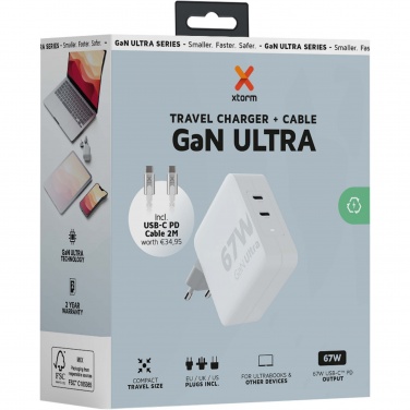 Logo trade mainoslahja kuva: Xtorm XVC2067 GaNUltra 67 W matkalaturi 100 W USB-C PD -kaapelilla