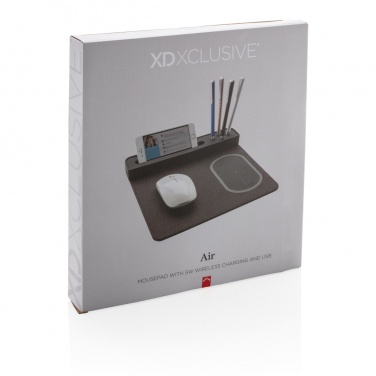 Logo trade mainoslahjat ja liikelahjat kuva: Air-hiirimatto, jossa 5 W:n langaton lataus ja USB