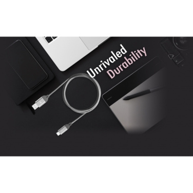 Logotrade mainoslahja tuotekuva: Nailoninen tiedonsiirtokaapeli LK30 Type - C Quick Charge 3.0