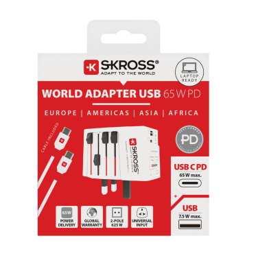Logotrade liikelahja mainoslahja kuva: SKROSS World Travel adapteri MUV 65W PD USB C -kaapelilla