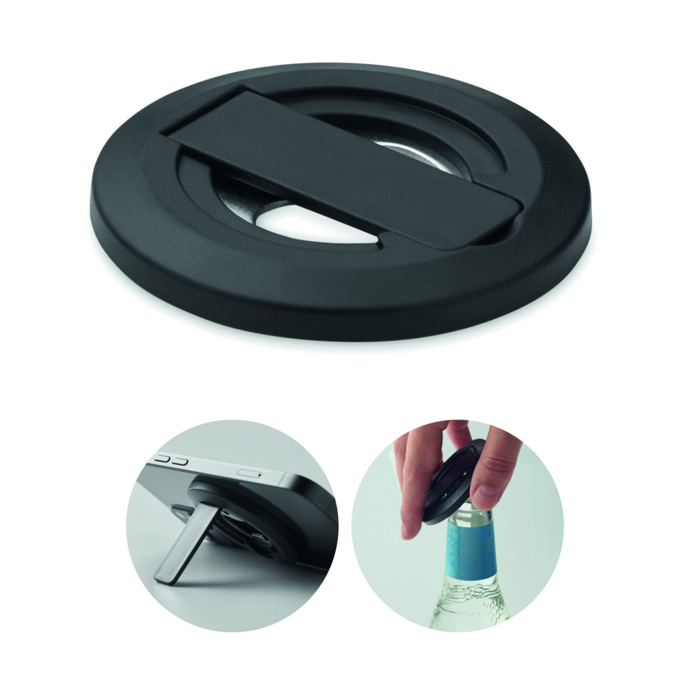 Logotrade mainoslahja ja liikelahja kuva: Puhelinpidike ja pullonavaaja