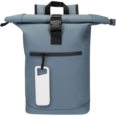 Logo trade liikelahja kuva: Alkes 5 000 mAh:n ja 12 W:n kierrätysmuovista valmistettu vedenkestävä varavirtalähde jousihaalla