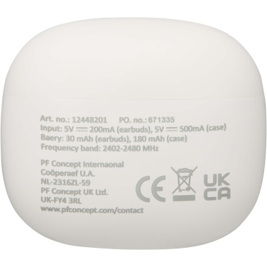 Logo trade mainoslahja ja liikelahja tuotekuva: Alterf kierrätysmuovista valmistetut langattomat True Wireless Bluetooth® -kuulokkeet silikonisilla korvasovittimilla