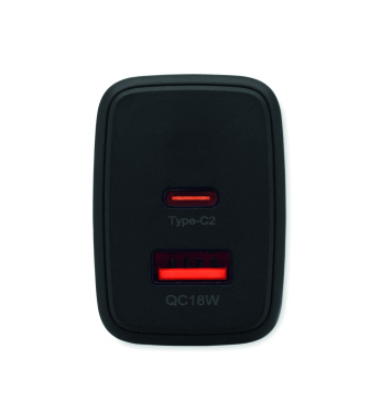 Logotrade mainoslahja ja liikelahja kuva: EU:n 2-napainen adapter/laturi