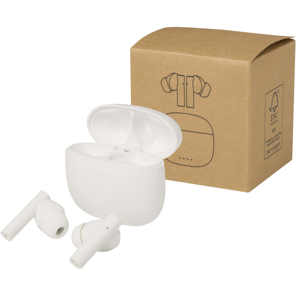 Logotrade logo dāvanas foto: Alterf pārstrādātas plastmasas patiesi bezvadu Bluetooth® austiņas ar silikona ausu uzgaļiem