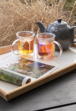 Логотрейд pекламные cувениры картинка: Кружка из стекла с двойными стенками и гальваническим покрытием класса люкс