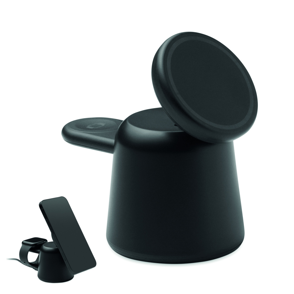 Лого трейд pекламные подарки фото: 3 in 1 wireless charger 15W