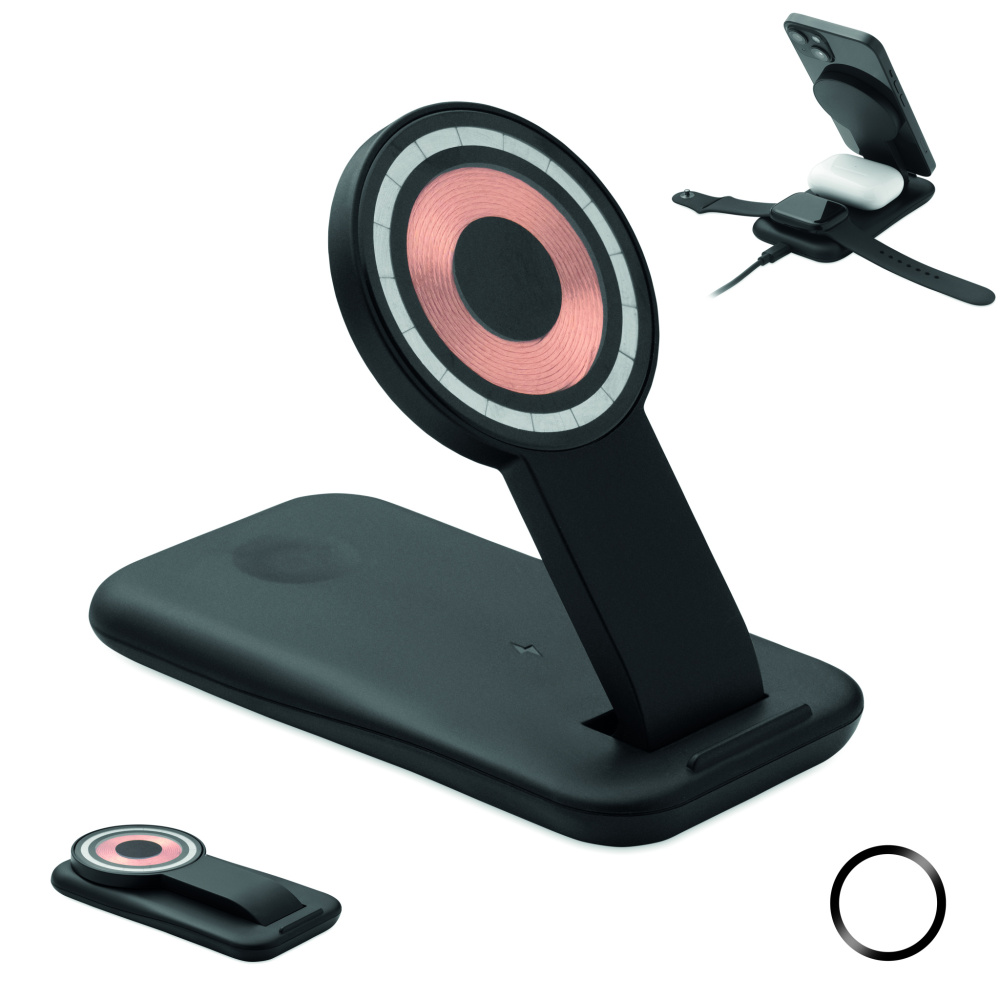 Лого трейд бизнес-подарки фото: 3 in 1 wireless charger 15W