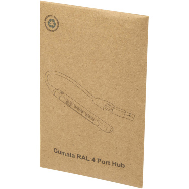 Logotrade reklamprodukter bild: Alkaid 4-portars USB-A- och Typ-C-hubb med dubbla ingångar av återvunnen aluminium